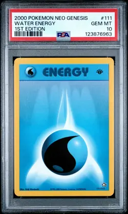 2000 POKEMON NEO GENESIS 1ST ED #111 WATER ENERGY PSA 10 - Image 1