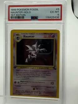 1999 Pokemon Fossil Haunter Holo 1st Edition #6 PSA 6 - Image 1