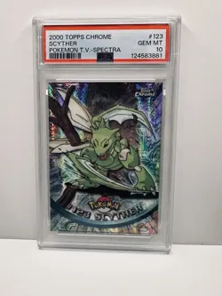 2000 TOPPS CHROME SCYTHER #123 CHROME POKEMON T.V. SPECTRA PSA 10 GEM MINT - Image 1