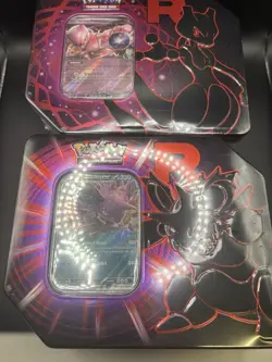 Pokemon Destined Rivals Team Rocket Tin Set of 2 Mewtwo Nidoking - Image 1
