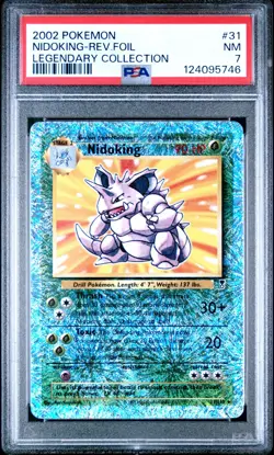 2002 POKEMON LEGENDARY COLLECTION #31 NIDOKING-REVERSE FOIL Holo PSA 7 - Image 1