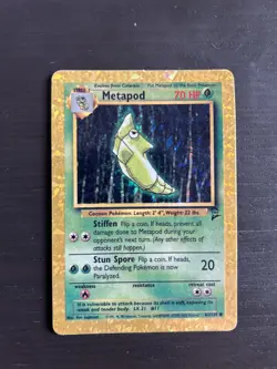 Caterpie 45/102 HOLO Prism Pokemon Second Edition Vending Golden Sticker Card - Image 1
