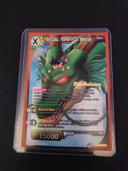 Pre-release Son Goku, Forever in Our Memories Dragon Ball Super Card Tcg Stamped - Image 1