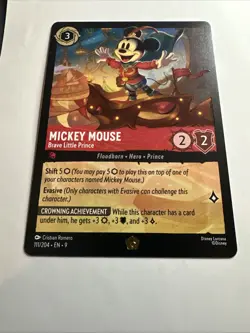 Mickey Mouse - Brave Little Prince 111/204 Fabled Regular Disney Lorcana Card NM - Image 3