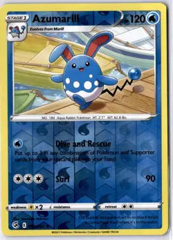 Azumarill 059/264 Fusion Strike Rare Reverse Holo Pokemon Card NM - Image 1