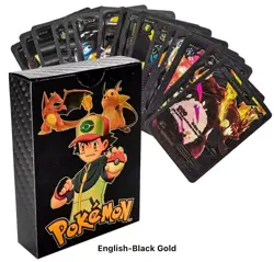New 55 PCS Pok Card Foil Gold Pack CARDS TCG GX Vmax GX Card Charizard Rare - Image 1