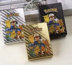New 55 PCS Pok Card Foil Gold Pack CARDS TCG GX Vmax GX Card Charizard Rare - Image 3