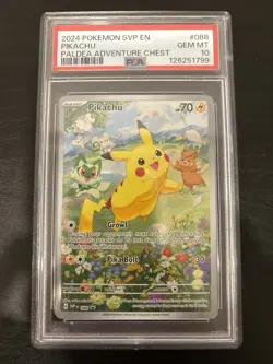 2024 Pokemon Pikachu Card Paldea Adventure Chest 088 PSA 10 Gem Mint - Image 1