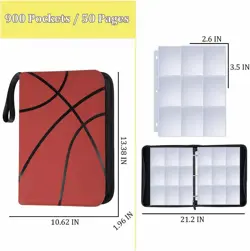 900 Pockets Basketball Trading Card Binder, Card Binder Album Folder with 50 ... - Image 3