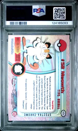 2000 TOPPS CHROME POKEMON T.V. SPECTRA #52 MEOWTH PSA 10 - Image 2