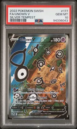 2022 Pokemon Sword & Shield Silver Tempest Unown V #177 Fa Silver Tempest PSA 10 - Image 1