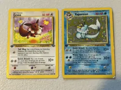 Lot Of Pokemon Cards: Vaporeon 12/64, Eevee 51/64 Jungle Set 1st Edition - Image 1