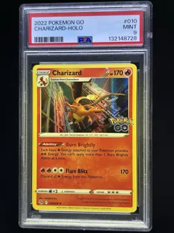 PSA 9 MINT Charizard 010/078 Pokemon GO Stamped Holo Rare Starter Pokemon 2022 - Image 1