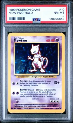 1999 POKEMON GAME #10 MEWTWO-HOLO PSA 8 - Image 1