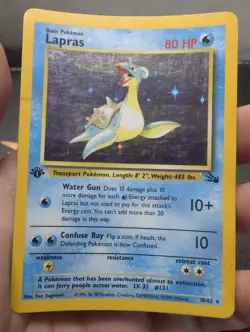 Pokemon TCG Lapras Holo Rare 1st Edition Fossil WOTC 10/62 MP - Image 1