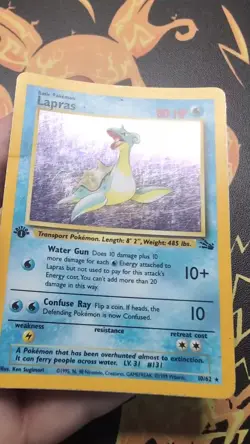 Pokemon TCG Lapras Holo Rare 1st Edition Fossil WOTC 10/62 MP - Image 2