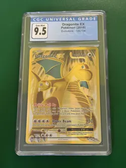 Pokemon Evolutions 106/108 Dragonite EX Gold Full Art Ultra Rare CGC 9.5 MINT+ - Image 1