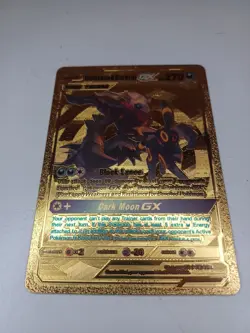 Umbreon & Darkrai GX Tag Team Black Star Promo Gold Metal Fan Art Card - Image 5