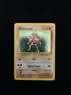 Pokemon TCG Hitmonchan Unlimited Rare Holo Card Base Set 007/102 - Image 1