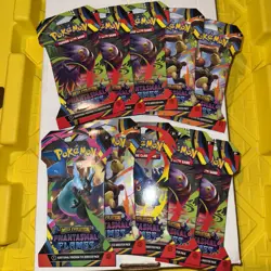 Lot Of 10 Pokemon Tcg Phantasmal Flames Sleeved Booster W/ Pack Art Set Included - Image 1