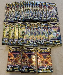28 Factory Sealed Pokemon TCG Sword And Shield Brilliant Stars Booster Packs - Image 1