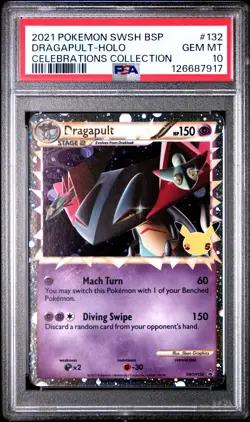 2021 POKEMON SWSH BLACK STAR PROMO CELEBRATIONS COLL #132 DRAGAPULT-HOLO PSA 10 - Image 1