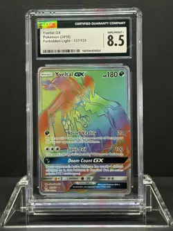 YVELTAL GX 137/131 - CGC 8.5 2018 Secret Pokemon - Forbidden Light Rainbow Rare - Image 1