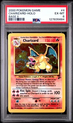 2000 POKEMON GAME BASE II #4 CHARIZARD-HOLO PSA 6 - Image 1