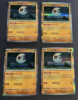 4x Lunatone Holo Rare Playset 074/132 Pokemon Mega Evolution - NM - Image 1