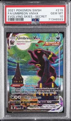 2021 POKEMON SWORD & SHIELD EVOLVING SKIES SECRET FULL ART/UMBREON VMAX PSA 10 - Image 1
