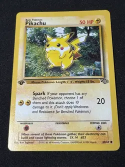 Pokemon TCG Pikachu 60/64 Jungle 1st Edition Red Cheeks 1999 Vintage Pokemon TCG - Image 1