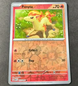 Pokemon 151 Ponyta Reverse Holo Common Card 077/165 NM - Image 1