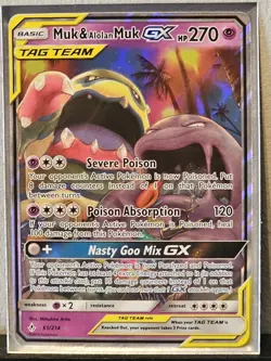 Pokemon TCG Muk & Alolan Muk Tag Team GX Unbroken Bonds Card 61/214 Full Art - Image 1