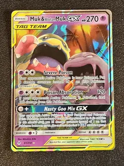 Pokemon TCG Muk & Alolan Muk Tag Team GX Unbroken Bonds Card 61/214 Full Art - Image 2