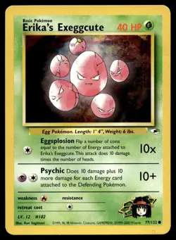 Erika's Exeggcute 77/132 Pokemon Card Gym Heroes Common 40 HP LP NC - Image 1