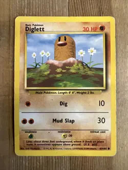 Pokemon DIGLETT Energy Misprint ERROR Card Base Set 47/102 WoTC 1999 HP - Image 1