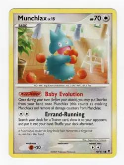 Pokemon 2009 Munchlax, 2012 Snorlax 2 Card Lot MP (See Desc) - Image 2