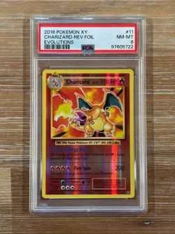 2016 Charizard Pokemon Evolutions Reverse Holo Rare 11/108 PSA 8 - Image 1