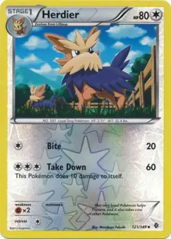 Pokemon - Herdier - 121/149 - Uncommon - Reverse Holo - BW - Boundaries Crossed - Image 1