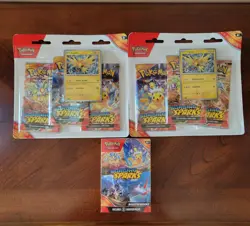 2-Pokemon.Scarlet Violet Surging Sparks 3 Pack Blister Zapdos + Booster Bundle - Image 1