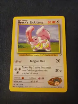 Pokemon Brock's Lickitung 41/132 Gym Heroes Set Unlimited LP - Image 1