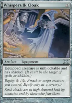 MTG Whispersilk Cloak, Tenth Edition, Heavily Played, English - Image 1