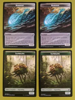 DOUBLE SIDED Saproling & Manifest Token x4 Commander 2019 4x MTG - Image 1