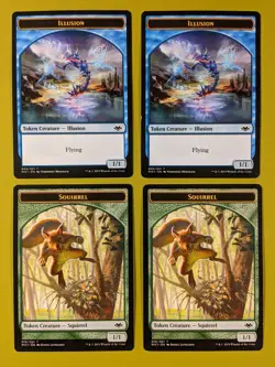 DOUBLE SIDED Illusion & Squirrel Token x4 Modern Horizons 4x MTG - Image 1