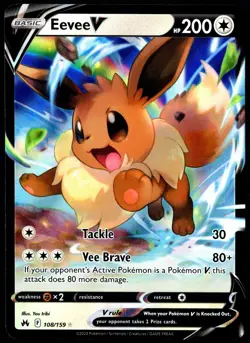 Pokemon TCG Eevee V 108/159 2023 Crown Zenith Ultra Rare Card - NM - Image 1