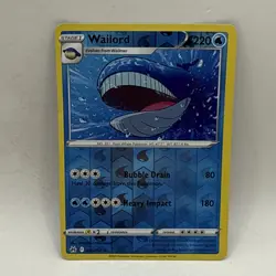 032/159 WAILORD REVERSE HOLO CROWN ZENITH POKEMON CARD HP Damaged - Image 1