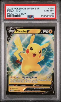 Pokemon Pikachu V SWSH198 Promo Graded Card PSA 10 - Image 1