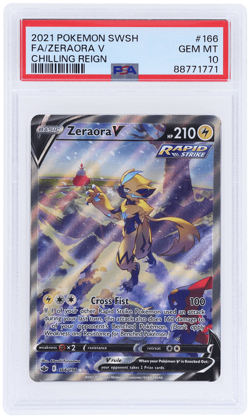 2021 Pokemon Sword and Shield Chilling Reign Zeraora V #166 PSA 10 - Image 1