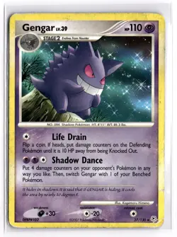 Pokemon TCG Gengar 27/130 Diamond and Pearl Non-Holo Rare DAMAGED - Image 1
