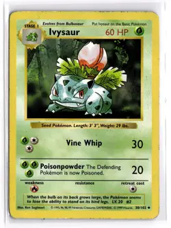 Pokemon TCG Ivysaur 030/102 Base Set (Shadowless) Regular DAMAGED - Image 1